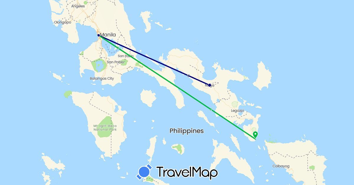 TravelMap itinerary: driving, bus in Philippines (Asia)